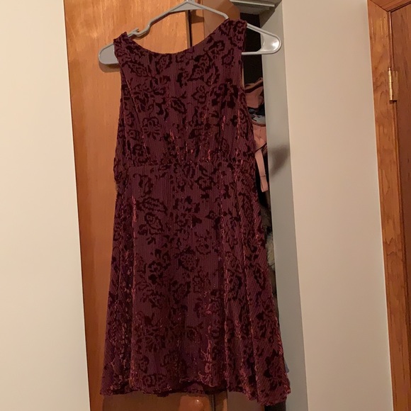 Free People Dresses & Skirts - Free people purple velvet jacquard baby doll dress